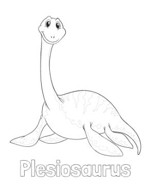Free Download PDF Books, Cute Plesiosaurus Dinosaur Coloring Template