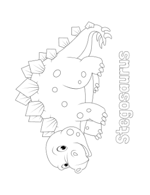 Free Download PDF Books, Cute Stegosaurus For Kids Dinosaur Coloring Template