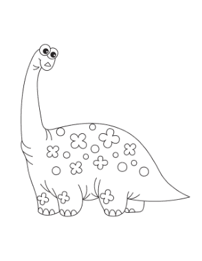 Free Download PDF Books, Cute Tall Dinosaur With Flowers For Preschoolers Dinosaur Coloring Template
