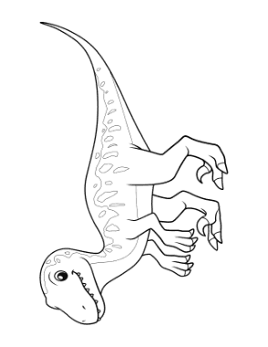Free Download PDF Books, Cute Theropod Dinosaur Coloring Template