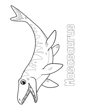 Free Download PDF Books, Mosasaurus Dinosaur Coloring Template