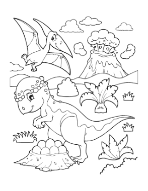 Free Download PDF Books, Pachycephalosaurus With Nest Dinosaur Coloring Template