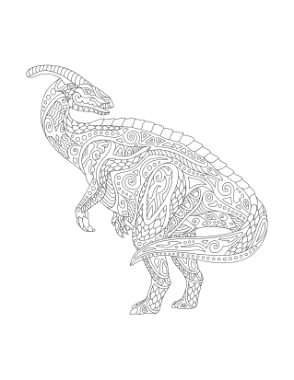 Free Download PDF Books, Parasaurolophus Doodle For Adults Dinosaur Coloring Template