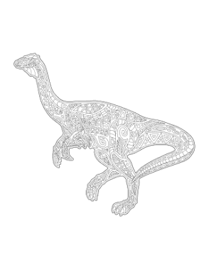 Free Download PDF Books, Running Dinosaur Doodle For Adults Dinosaur Coloring Template