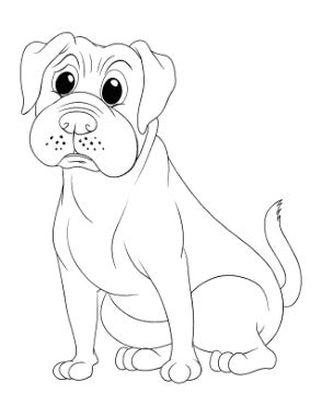 Free Download PDF Books, Boxer Outline Dog Coloring Template