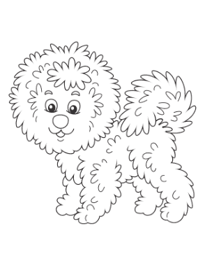 Free Download PDF Books, Curly Bichon Frise Cute Cartoon Dog Coloring Template