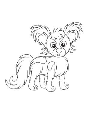 Free Download PDF Books, Cute Papillon Toy Spaniel Cartoon Dog Coloring Template
