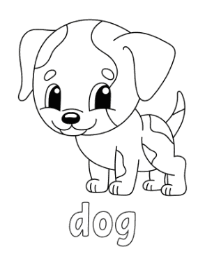 Free Download PDF Books, Cute Preschoolers Dog Coloring Template