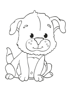 Free Download PDF Books, Cute Puppy Dog Sitting Dog Coloring Template