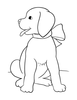 Free Download PDF Books, Cute Puppy With Bow Dog Coloring Template