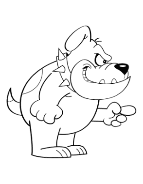 Free Download PDF Books, Funny Cartoon Bulldog Dog Coloring Template