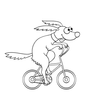 Free Download PDF Books, Funny Cartoon Dog Riding Bicycle Dog Coloring Template