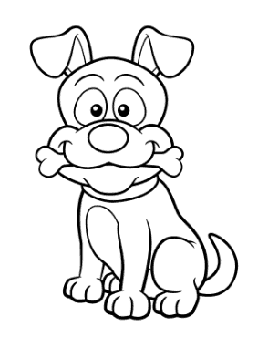 Free Download PDF Books, Funny Cartoon Dog With Bone Dog Coloring Template