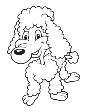 Free Download PDF Books, Funny Cartoon Poodle Dog Coloring Template
