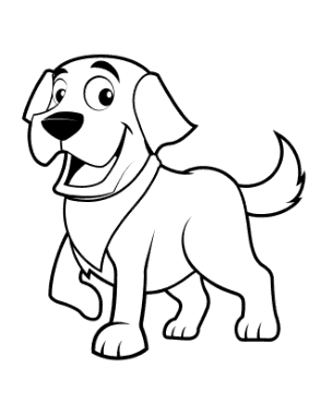 Free Download PDF Books, Happy Cute Cartoon Dog Dog Coloring Template