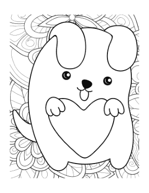 Free Download PDF Books, Kawaii Puppy Patterned Background Dog Coloring Template