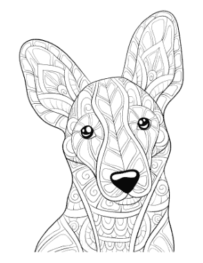 Free Download PDF Books, Patterned Face For Adults Dog Coloring Template