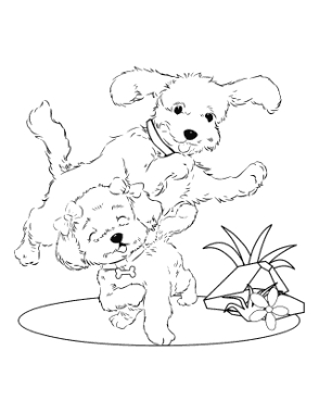 Free Download PDF Books, Poodles Cute Playing Dog Coloring Template
