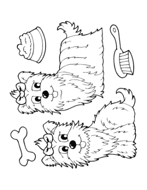 Free Download PDF Books, Pretty Dogs Cartoon Grooming Dog Coloring Template