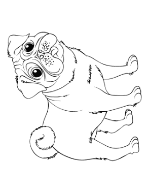 Free Download PDF Books, Pug Outline Dog Coloring Template