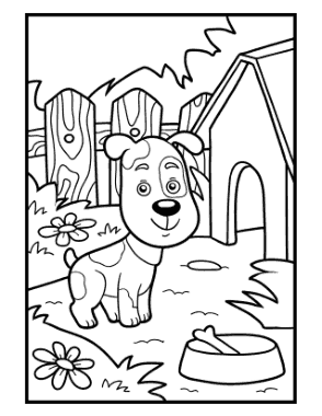 Free Download PDF Books, Puppy Dog Kennel Bone Dog Coloring Template