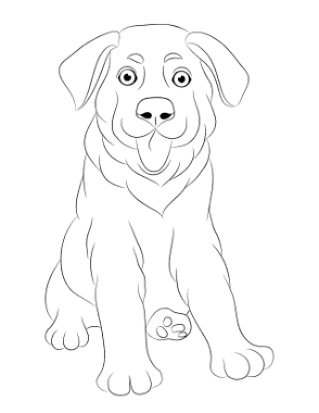 Free Download PDF Books, Puppy Dog Sitting Ears Down Dog Coloring Template