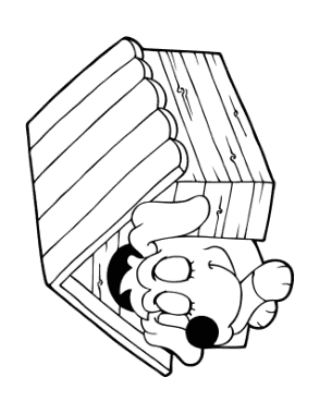 Free Download PDF Books, Sleeping In Kennel Preschoolers Dog Coloring Template