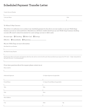Free Download PDF Books, Scheduled Payment Transfer Letter Template