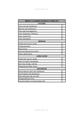 Free Download PDF Books, Weekly Cleaning Schedule Template
