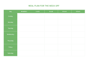 Free Download PDF Books, Weekly Meal Plan Schedule Template