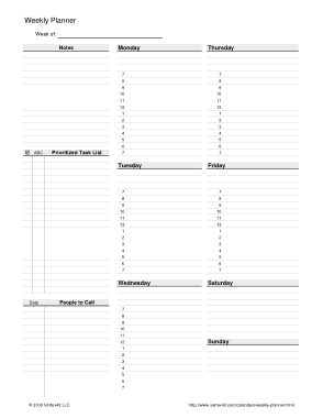 Free Download PDF Books, Weekly Planner Template