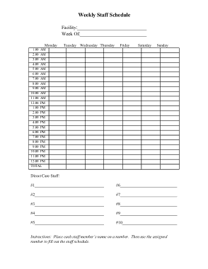 Free Download PDF Books, Weekly Staff Schedule Template