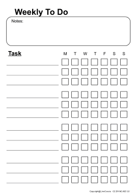 Free Download PDF Books, Weekly Task Schedule With Notes Template