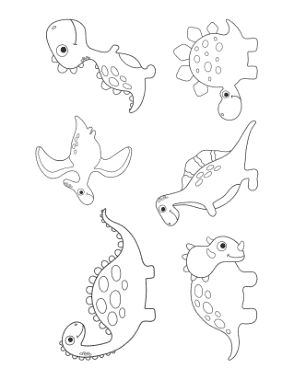 Free Download PDF Books, Cute Dinos For Preschoolers 2 Dinosaur Coloring Template