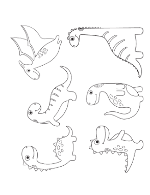 Free Download PDF Books, Cute Dinos For Preschoolers 4 Dinosaur Coloring Template