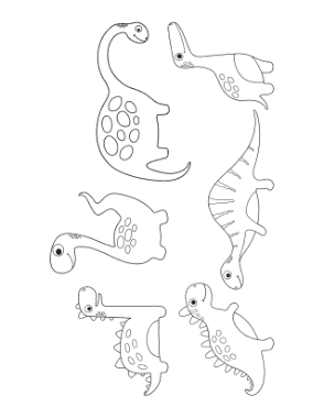 Free Download PDF Books, Cute Dinos For Preschoolers 5 Dinosaur Coloring Template