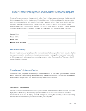 Free Download PDF Books, Cyber Threat Incident Response Report Template
