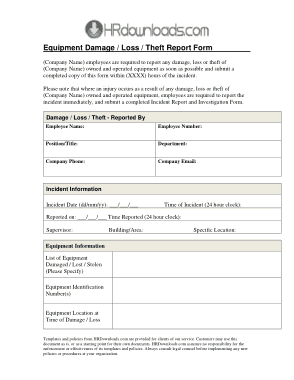 Free Download PDF Books, Equipment Damage Loss Theft Report Form Template
