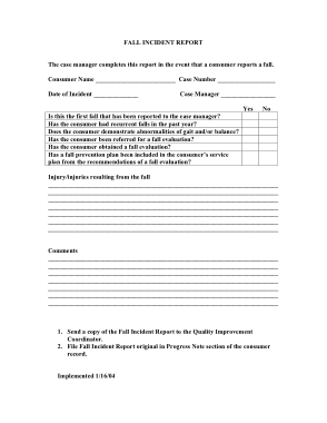 Free Download PDF Books, Fall Incident Report Template
