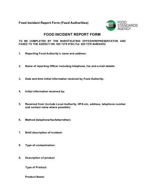 Free Download PDF Books, Food Incident Report Form Template
