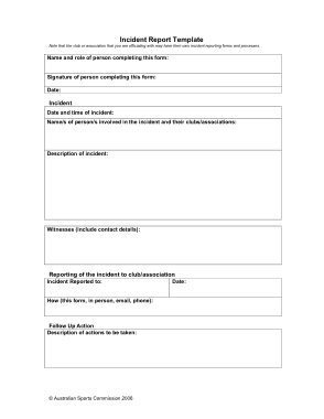Free Download PDF Books, Incident Report Blank Template