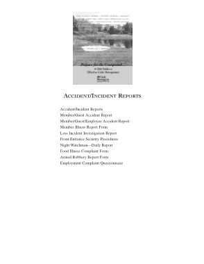 Free Download PDF Books, Restaurant Employee Accident Incident Report Template