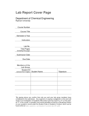 Free Download PDF Books, Chemical Lab Report Cover Page Template