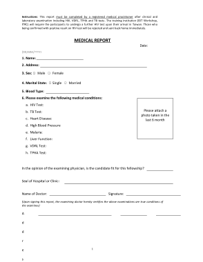 Free Download PDF Books, Medical Report Blank Template