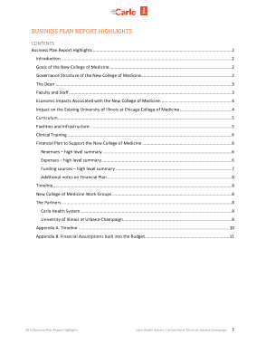 Free Download PDF Books, Business Plan Report Highlights 2014 Template