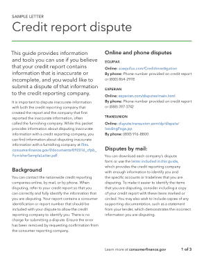 Free Download PDF Books, Sample Credit Report Dispute Letter Template