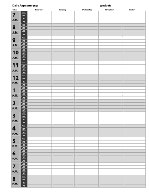 Free Download PDF Books, Daily Appointment Schedule Template
