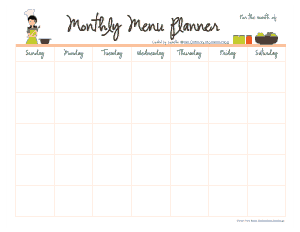 Free Download PDF Books, Monthly Menu Schedule Template