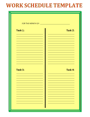Free Download PDF Books, Monthly Task Work Schedule Template