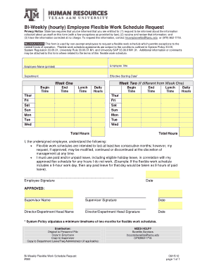 Free Download PDF Books, Bi Weekly Employee Flexible Work Schedule Template